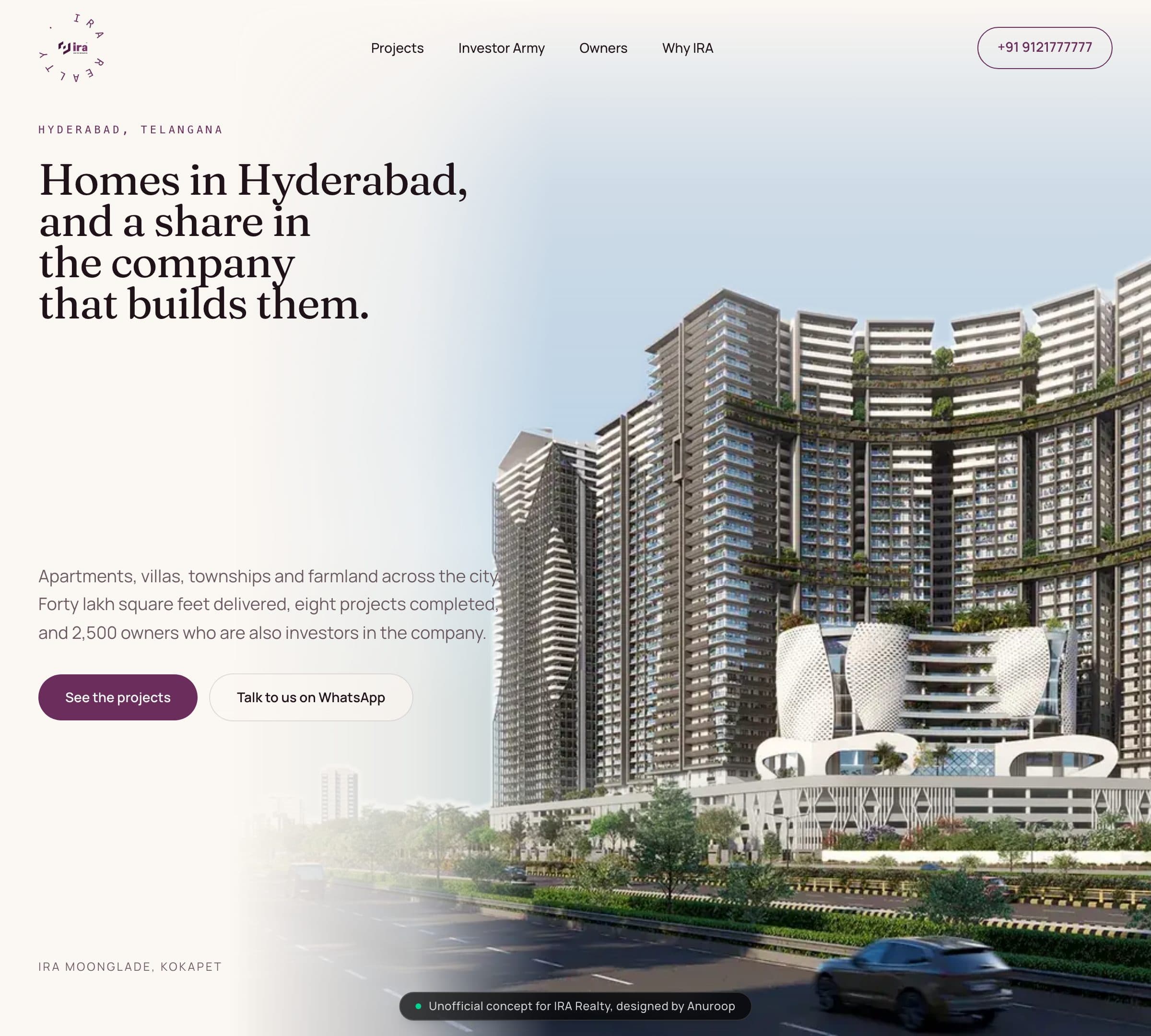 The rebuilt IRA Realty landing page.